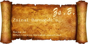 Zsirai Barnabás névjegykártya